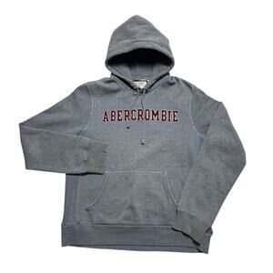 Abercrombie & Fitch Vintage Y2k Patched Spellout Grey Hoodie Sweatshirt Medium